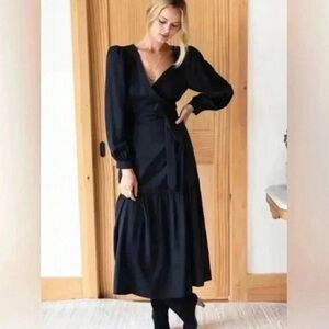 Emerson Fry Margot Black Wrap Dress